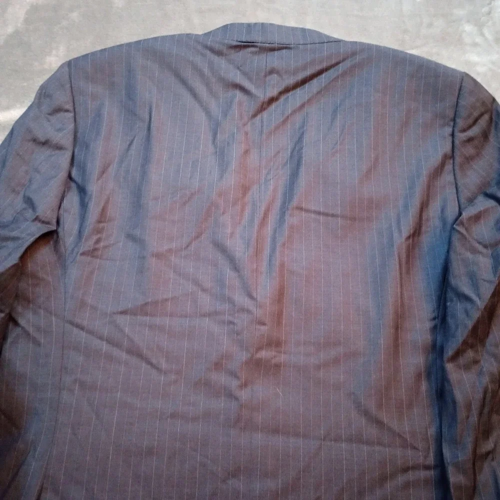 Baroni Blazer Mens 40 L Navy Blue Pinstripe Super‎ 150s Wool Sports Coat Jacket